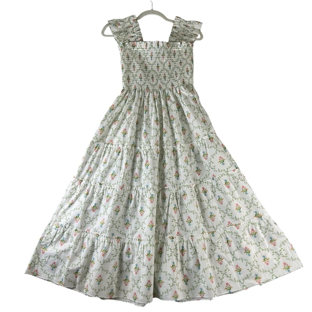 Hill House Home Ellie Nap Dress Pastel Trellis Floral Maxi Size S NWT Cotton - Picture 2 of 10